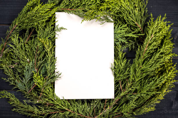 istock Christmas And New Year Decoration With Blank Paper 1072700464
