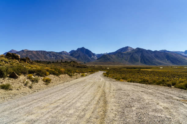 istock Endless dirt road with mountains background 1072705592