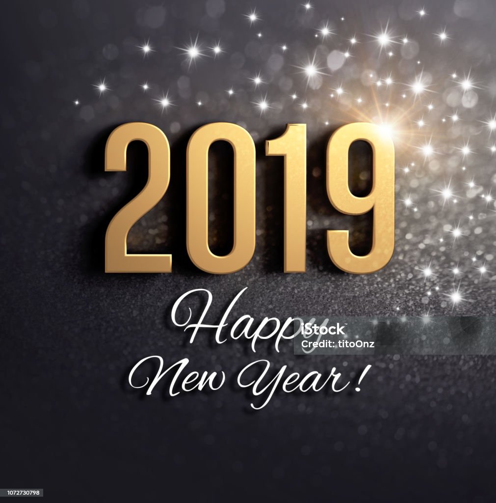 Noir et or nouvelle année 2019 Greeting card - Photo de 2019 libre de droits