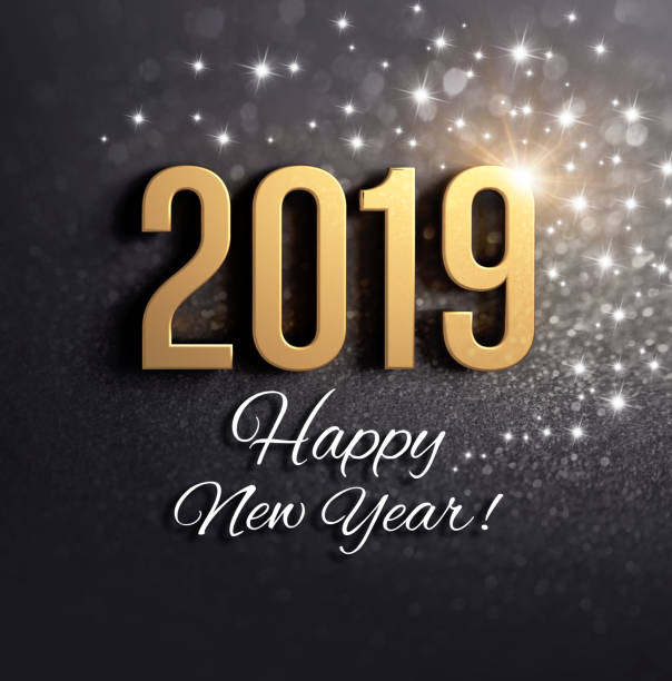 istock Black and gold New Year 2019 Greeting card 1072730798