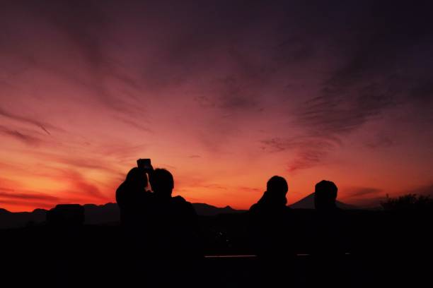 istock Mt.Fuji silhouette of the setting sun 1072735974