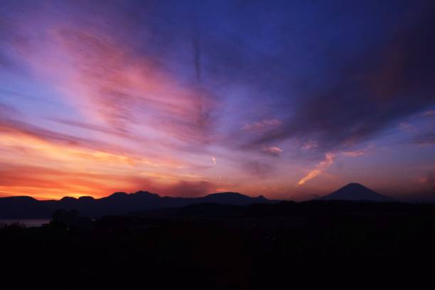istock Mt.Fuji silhouette of the setting sun 1072735976