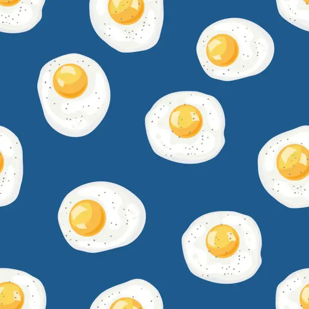 Vector illustration of Eggs Breakfast Foods Seamless Pattern