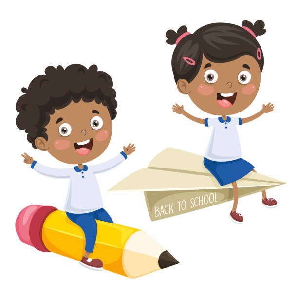 Vector Illustration Of Cartoon Students Stock Illustration - Download Image  Now - Activity, Alphabet, Back to School - iStock