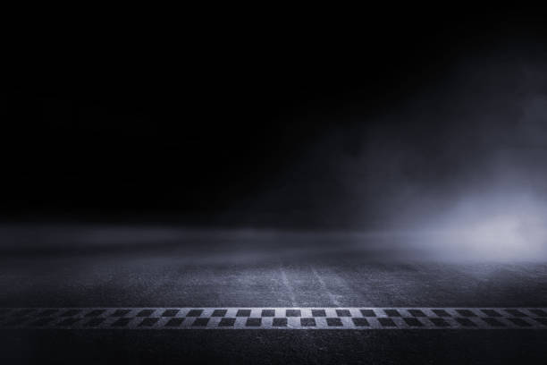 Abstract Race track finish line racing on light night Abstract Race track finish line racing on light night go carting stock pictures, royalty-free photos & images