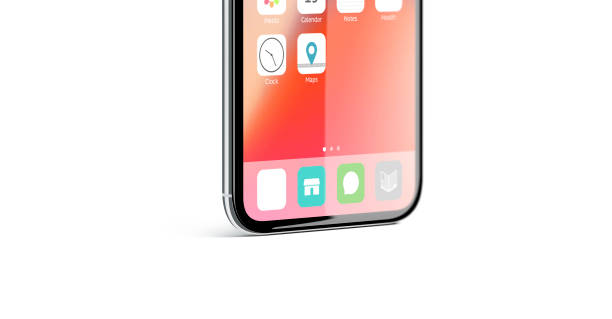 istock Blank white app icon on infiniboard phone screen mockup 1072758272