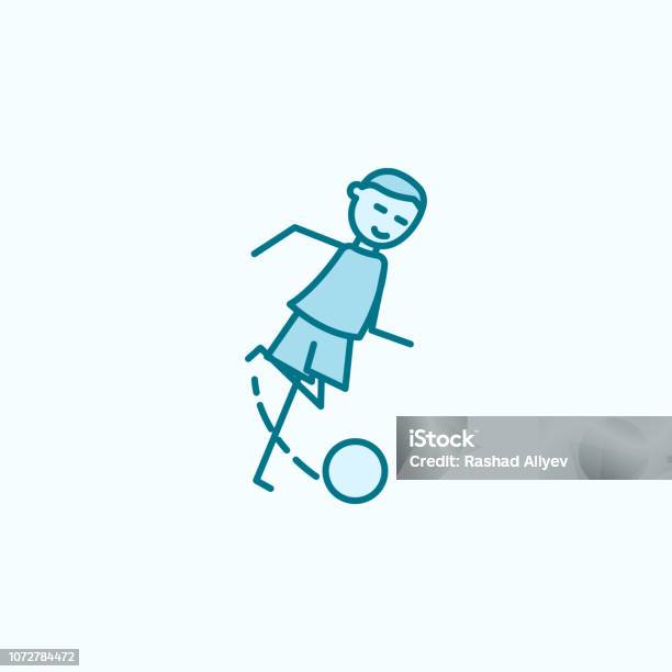 The Kicker Strikes Ball Field Outline Icon Element Of Soccer Player Icon Thin Line Icon For Website Design And Development App Development Premium Icon Stock Illustration - Download Image Now