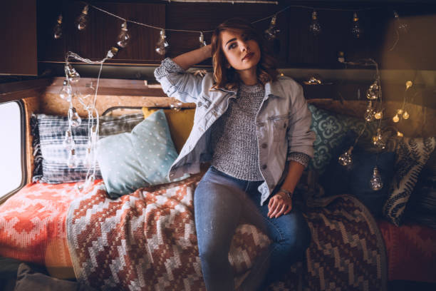 istock Relaxing in camper trailer for Christmas 1072785808