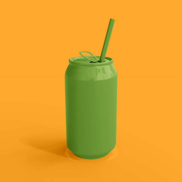 soude peut maquette jaune et verte la couleur pop art - pop art drink can can soda photos et images de collection