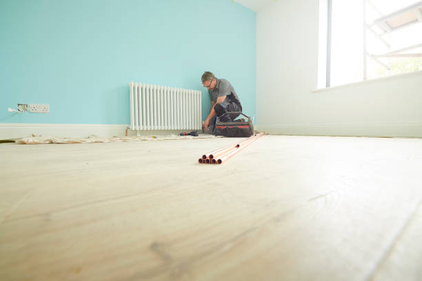 male plumber with copy space
