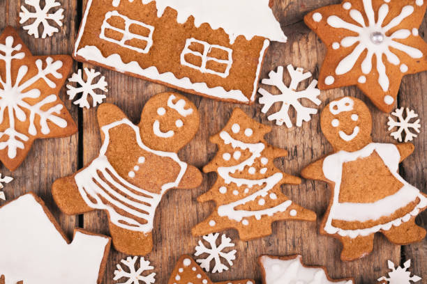 istock Christmas homemade gingerbread cookies on rustic wooden table 1072795122