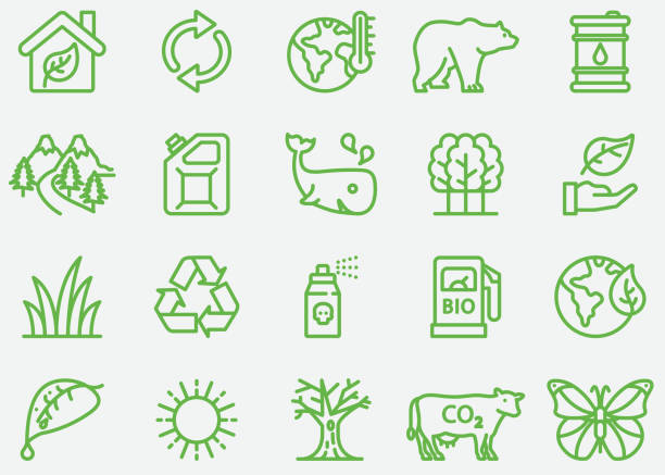 ilustrações de stock, clip art, desenhos animados e ícones de environmental line icons - greenhouse