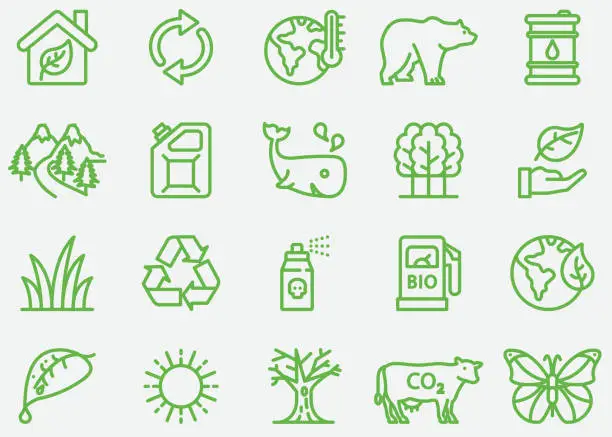 Vector illustration of Environmental Line Icons