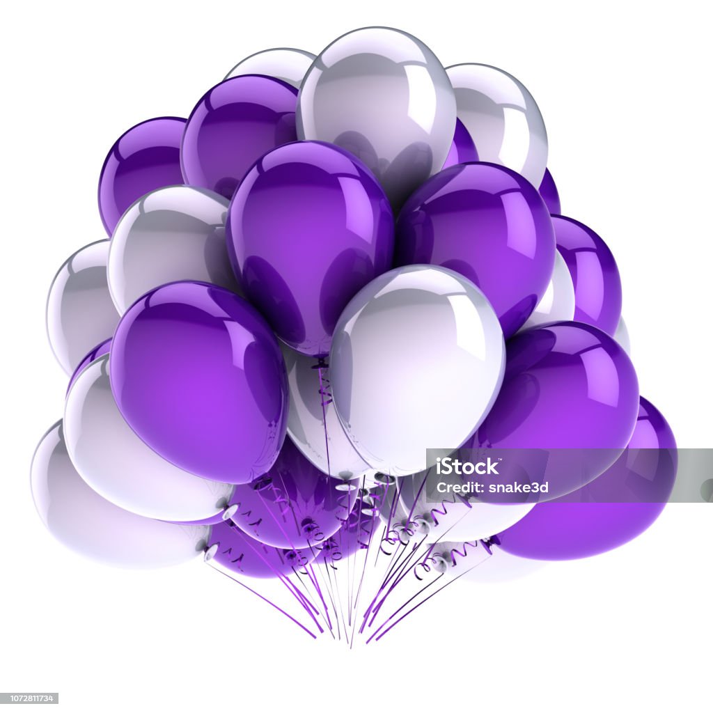 Photo libre de droit de Anniversaire Ballons Violet Blanc Et Bleu Belle  Décoration De Partie banque d'images et plus d'images libres de droit de  Anniversaire - iStock