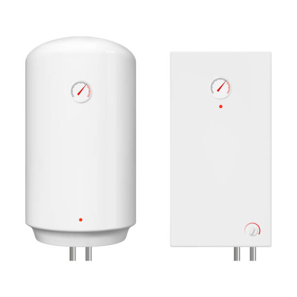 istock Realistic electric and gas boiler. Isolated vector water heater illustration. 1072822682