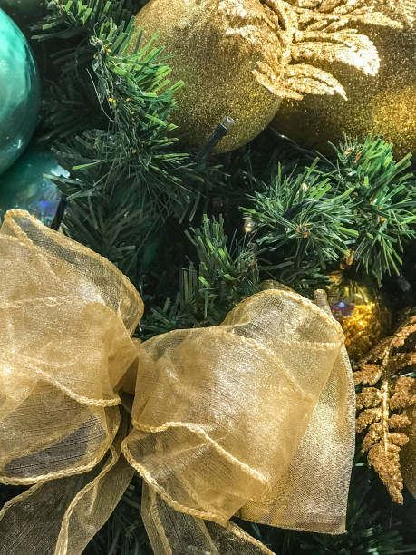 istock Christmas decorative gold knot close-up with lights 1072836384