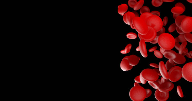istock Red blood cells on black blank space on left side 1072852788