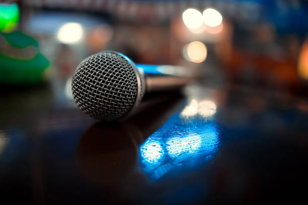 istock Microphone. Microphone close-up. A pub. Bar. A restaurant. Classical music. Music 1072856626