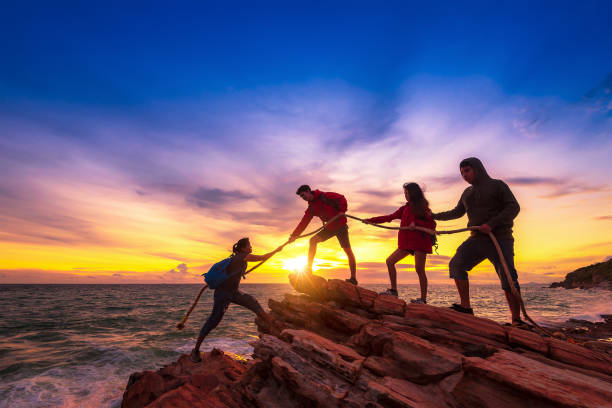 istock Hikers climbing up on the mountain. 1072898930