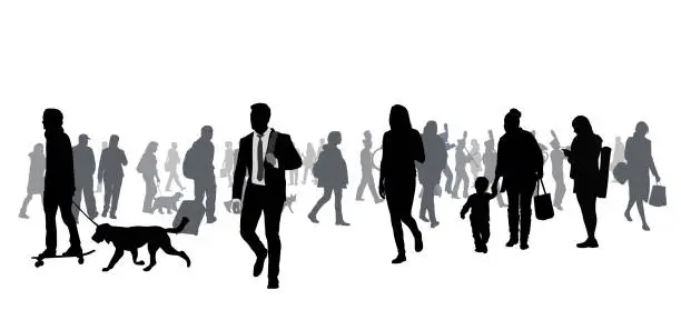 Vector illustration of Very Large Crowd Walking