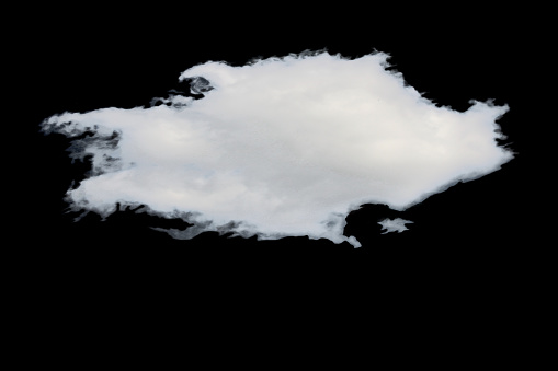 White cloud isolated on black background with clipping path