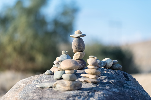 stone stack closeup, concept of balance and harmony