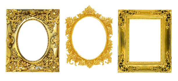 istock The antique gold frame on the white background 1072936258