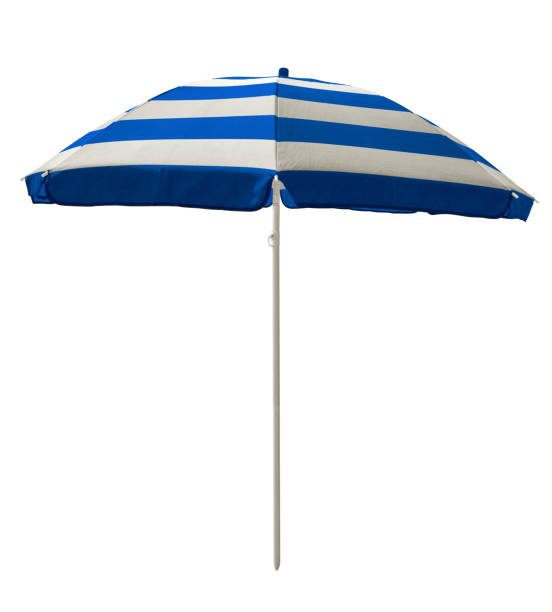 istock Beach umbrella - Blue striped 1072938786