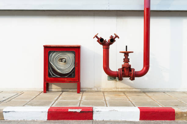 istock Water valve fire with Fire hose cabinet 1072941788