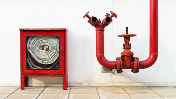 istock Water valve fire with Fire hose cabinet 1072941826