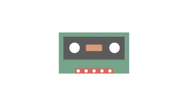 Vector illustration of Old fashion Cassette flat icon