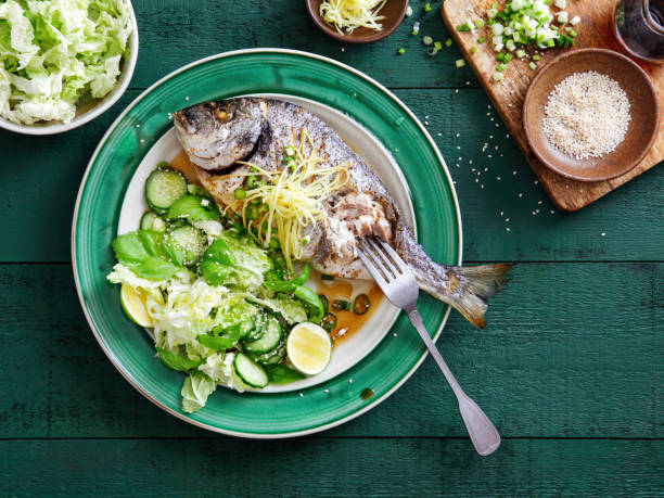 istock Grilled sea bream with vegetables 1072946586