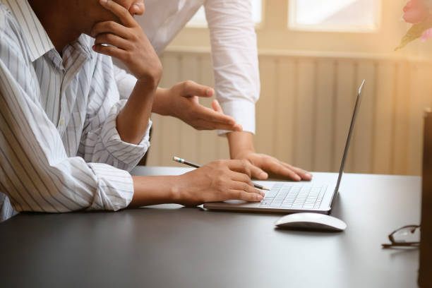 istock Consult business with laptop computer and morning light. 1072957760