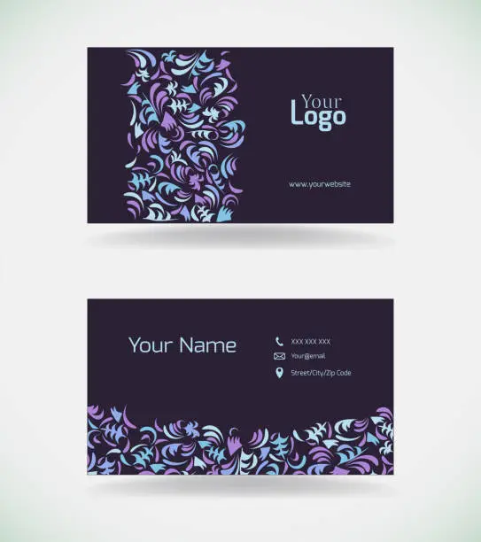 Vector illustration of Business card with floral decorations.