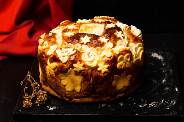 istock Serbian slava bread decorated in traditional style 1072965328