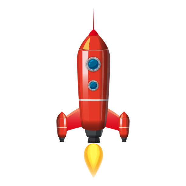istock Rocket space ship, isolated vector illustration. Simple retro spaceship icon. Cartoon style, on white background, poster, baner 1072967062