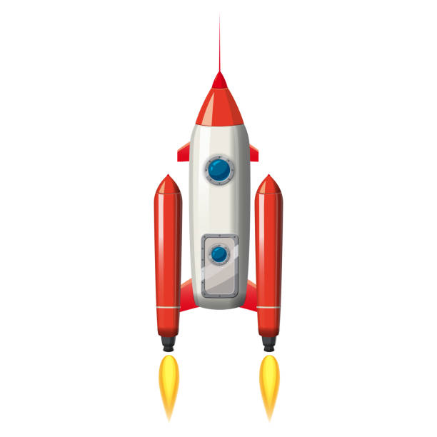 istock Rocket space ship, isolated vector illustration. Simple retro spaceship icon. Cartoon style, on white background, poster, baner 1072967066