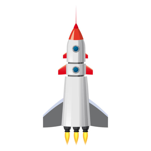 istock Rocket space ship, isolated vector illustration. Simple retro spaceship icon. Cartoon style, on white background, poster, baner 1072967072