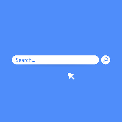 Search bar vector element design, search boxes ui template isolated on blue background. Vector stock illustration.