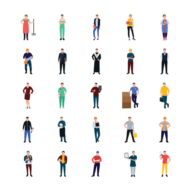 ilustrações de stock, clip art, desenhos animados e ícones de professional people flat icons - football player