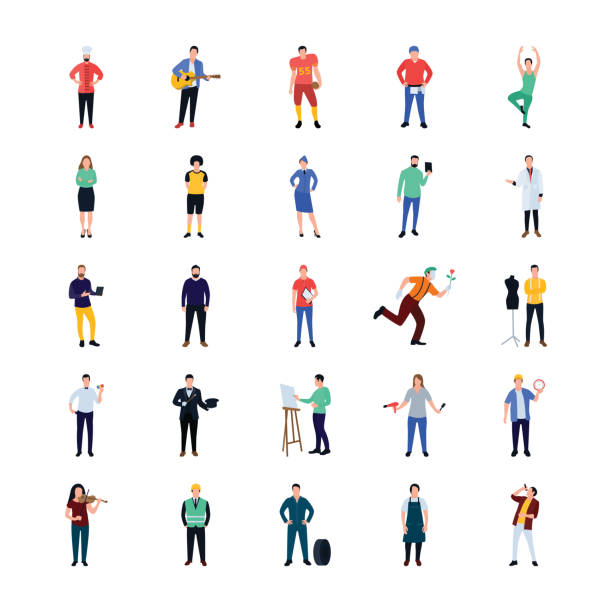 ilustrações de stock, clip art, desenhos animados e ícones de professional persons flat icons pack - football player