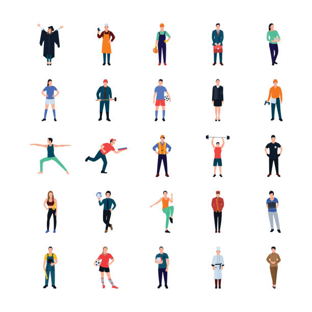 ilustrações de stock, clip art, desenhos animados e ícones de businessman flat icons pack - football player