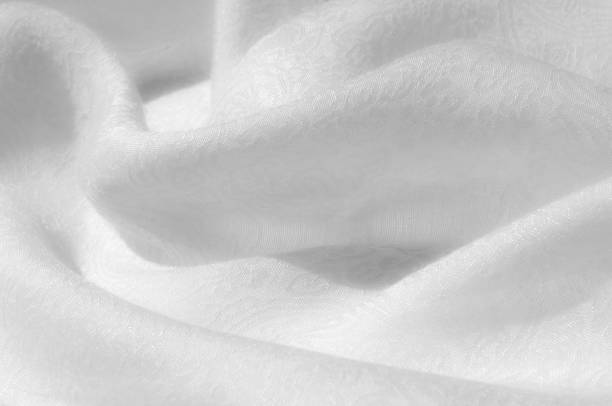 istock Texture, background, pattern. Fabric - silk light. Italian white fabric with white tones is a small floral pattern. Solid Silk Charmeuse fabric - light silver lining 1072975924