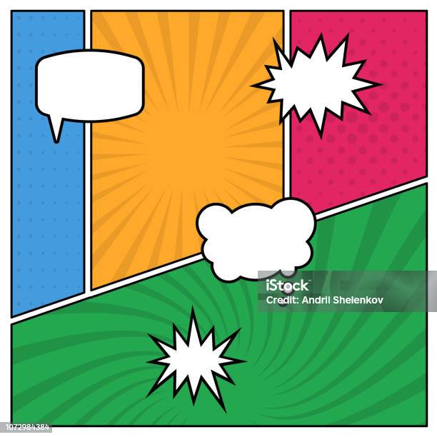 Pop Comic Pages Colorful Comic Book Page Background In Pop Art Style Stock Illustration ...