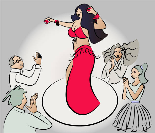 turkish belly dancer and people having fun turkish belly dancer and people having fun, illustration vector belly dancing stock illustrations