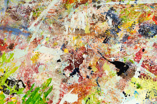 istock Colorful painting with footprints 1072990870