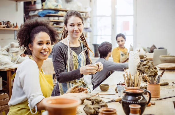 istock Group of Young Students Making Pottery 1072995058
