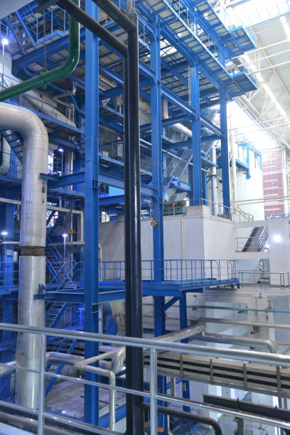 istock Iron and steel pipelines in factory 1072995310