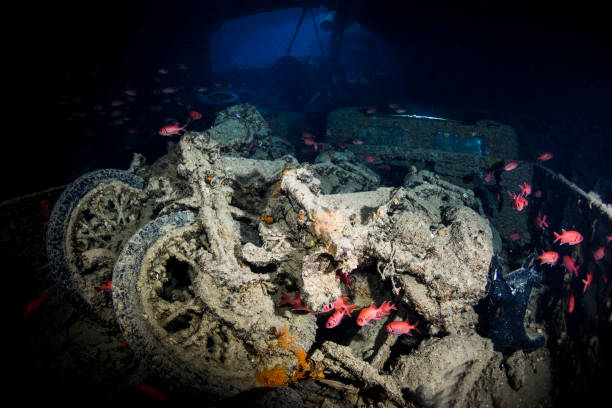 istock Several motorcycles consumed by corals inside an underwater shipwreck SS Thistlegorm in the Red Sea 1072995386