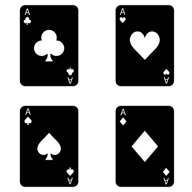 значок игровых карт на белом фоне - pair of aces stock illustrations